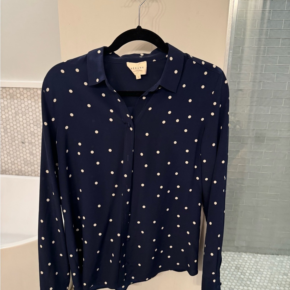 100% Silk Sézane Ann Polka Dot Blouse